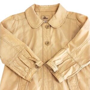 Caslon Nordstroms Spring Jacket Jrs. Sz Large BEIGE 3/4 Puff Sleeves Lightweight